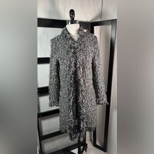 St. John Collection Black and White Shag Textured Coat/Cardigan, Fits S/M, NEW